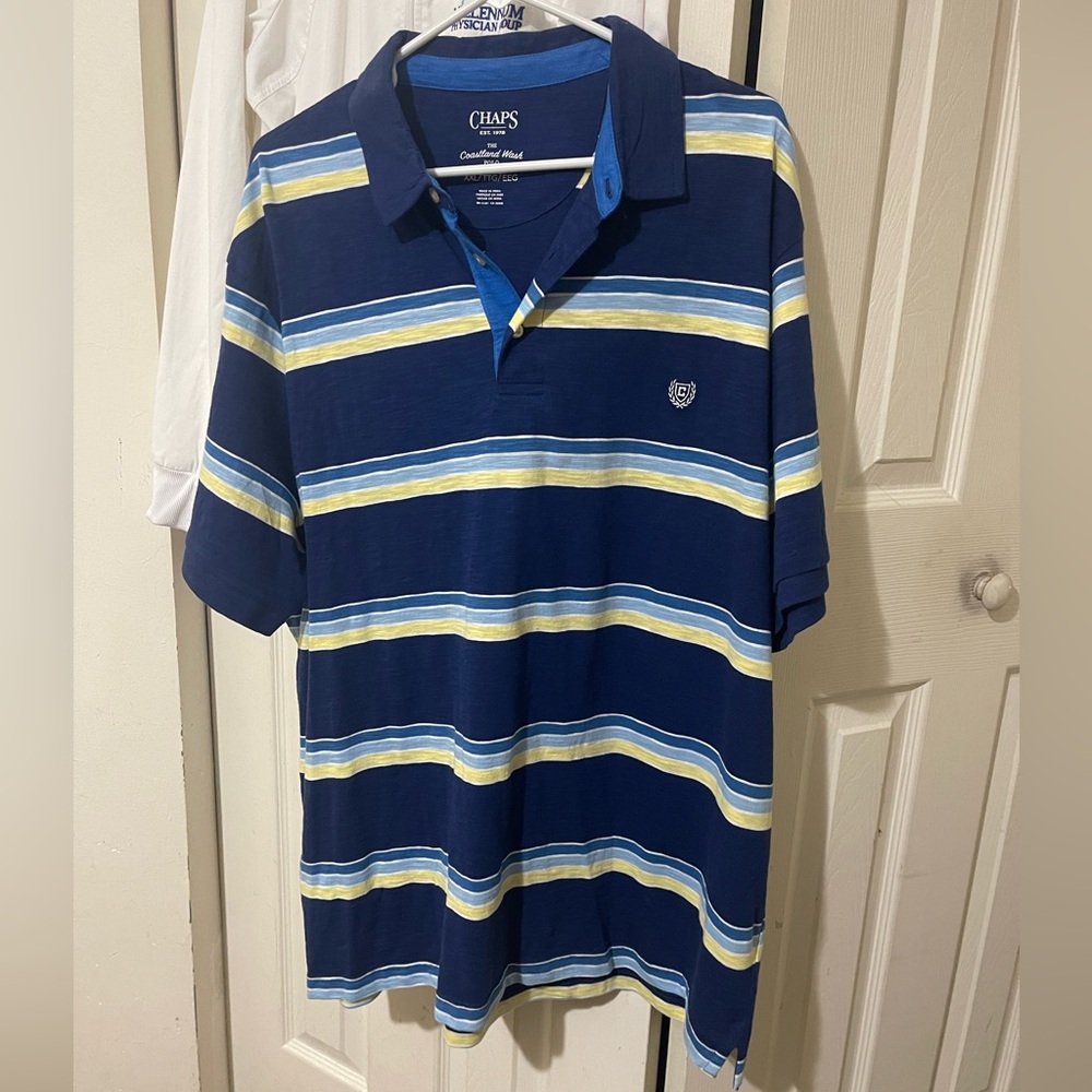 Chaps Coastal Blue Polo with Stripes XXL